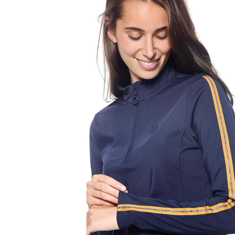 Harcour - Women's warm long-sleeve polo Pistach navy | - Ohlala