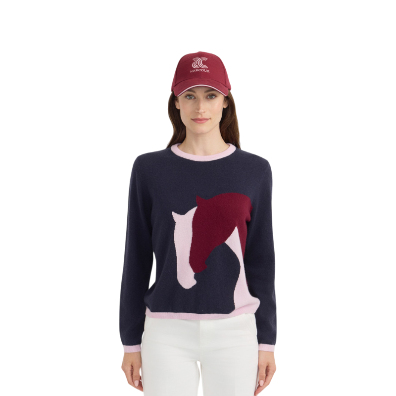 Harcour - Pull manches longues femme Haras marine