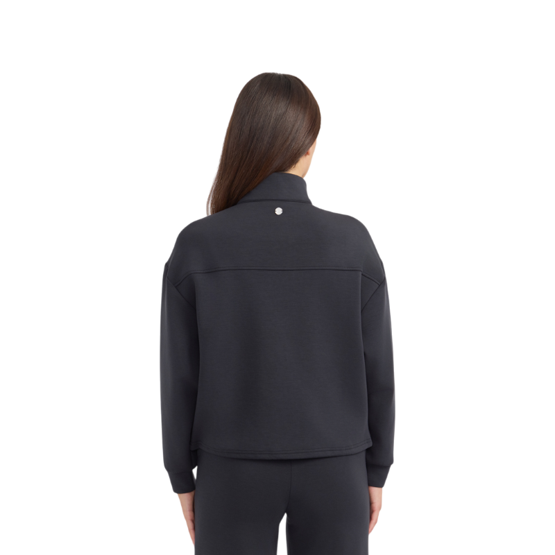 Harcour - Damen-Langarm-Sweatshirt Cassandre schwarz mit Reißverschlusskragen