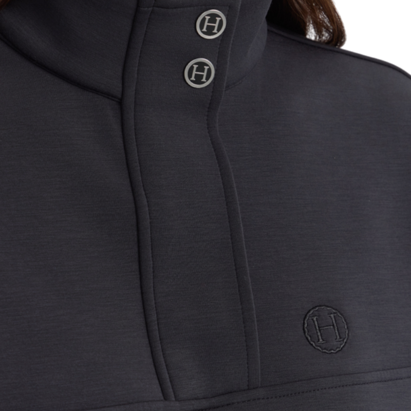 Harcour - Damen-Langarm-Sweatshirt Cassandre schwarz mit Reißverschlusskragen