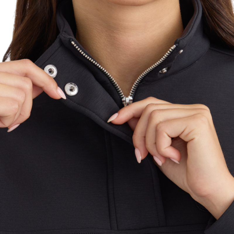 Harcour - Damen-Langarm-Sweatshirt Cassandre schwarz mit Reißverschlusskragen