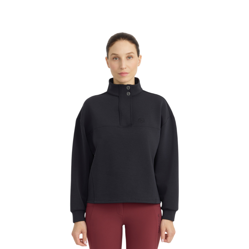 Harcour - Damen-Langarm-Sweatshirt Cassandre schwarz mit Reißverschlusskragen