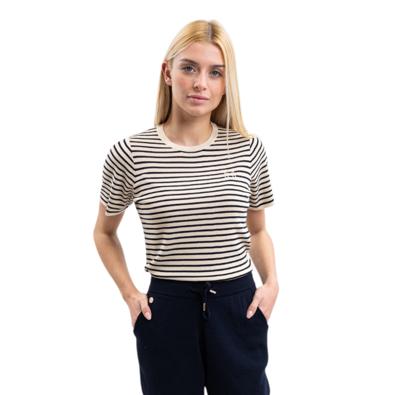 Harcour - Women's short-sleeve T-shirt Tzimi linen/navy | - Ohlala