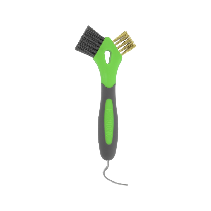 Hippotonic - 3-in-1 Metal Hoof Pick & Brush Green | - Ohlala
