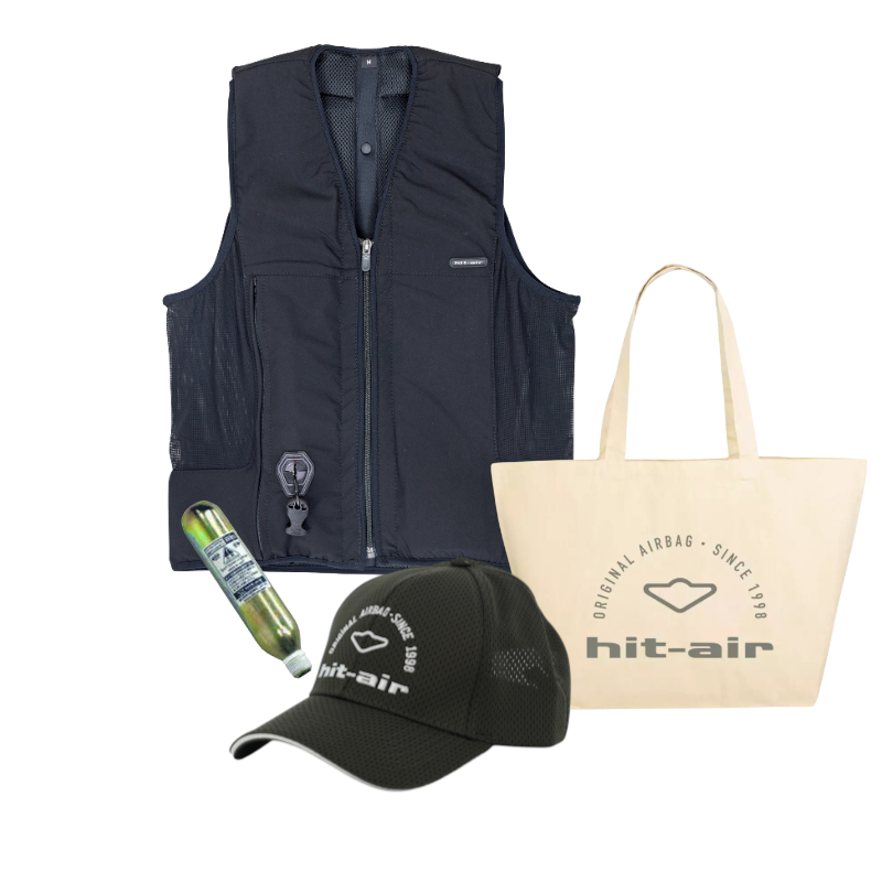 Hit Air - Pack zwart Airflex-airbagvest + tote bag + patroon + pet