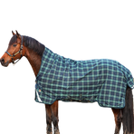 Horseware - Couverture d'extérieur Rhino Wug encolure montante marine/ vert à carreaux 250g | - Ohlala