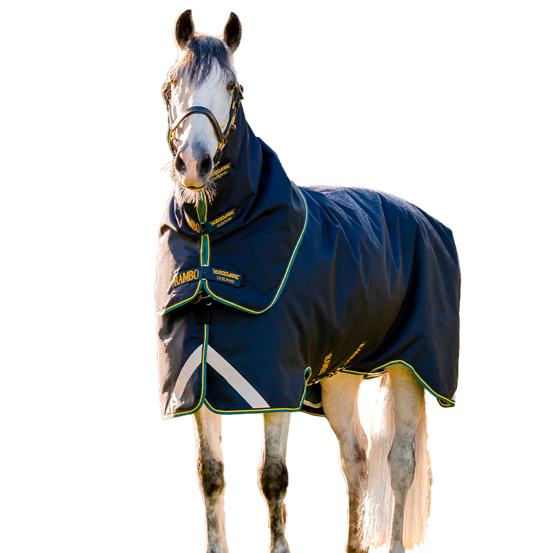 Horseware - Derka zewnętrzna Rambo Duo Force 2.0 granatowa/złota/turkusowa 100g + 300g | - Ohlala