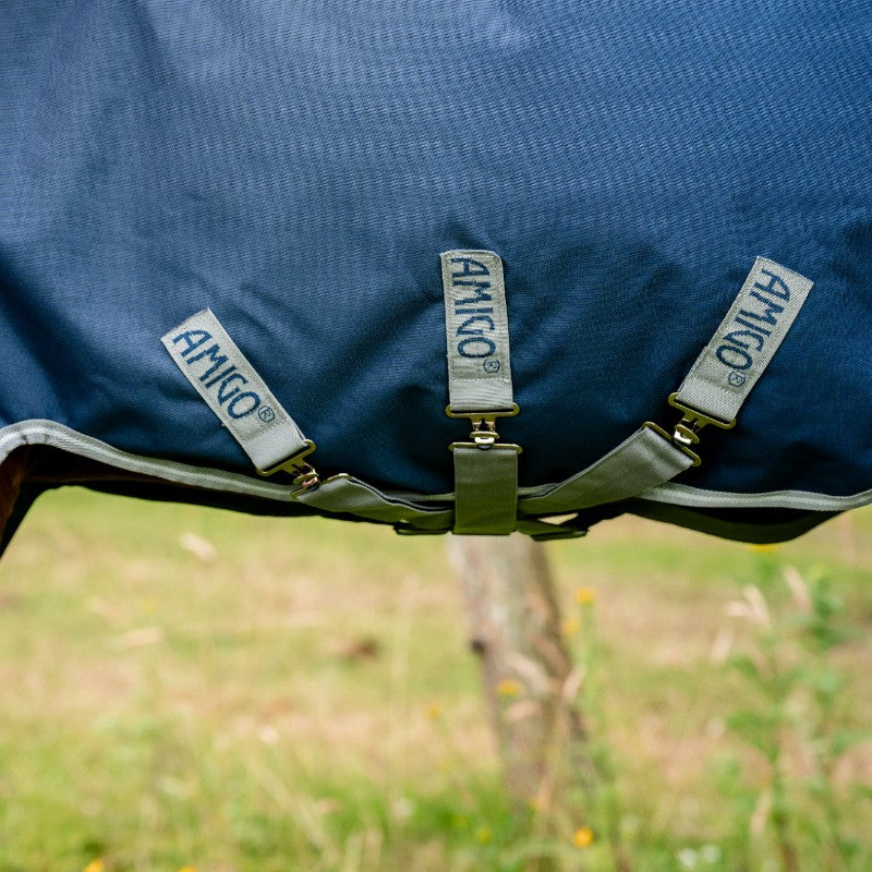 Horseware - Coperta da esterno Amigo Bravo 12 Plus blu marino/ titanium grigio/ argento 250g | - Ohlala