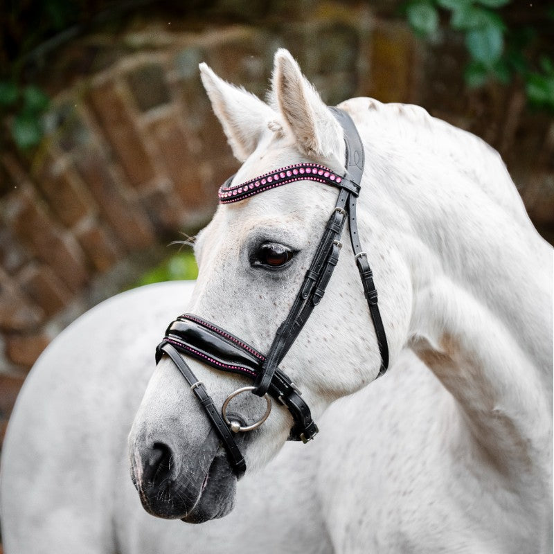 Horseware - Ogłowie Diamante Pony Flash czarne/różowe | - Ohlala