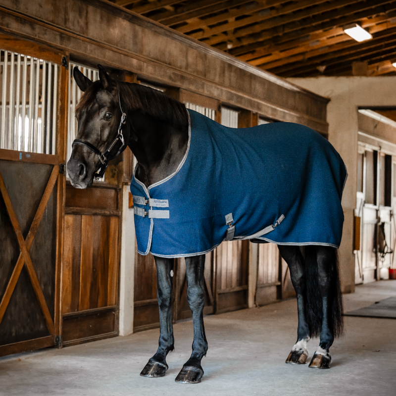 Horseware - Chemise séchante Rambo Techni Waffle marine/ thunderstorm grey/ argent | - Ohlala