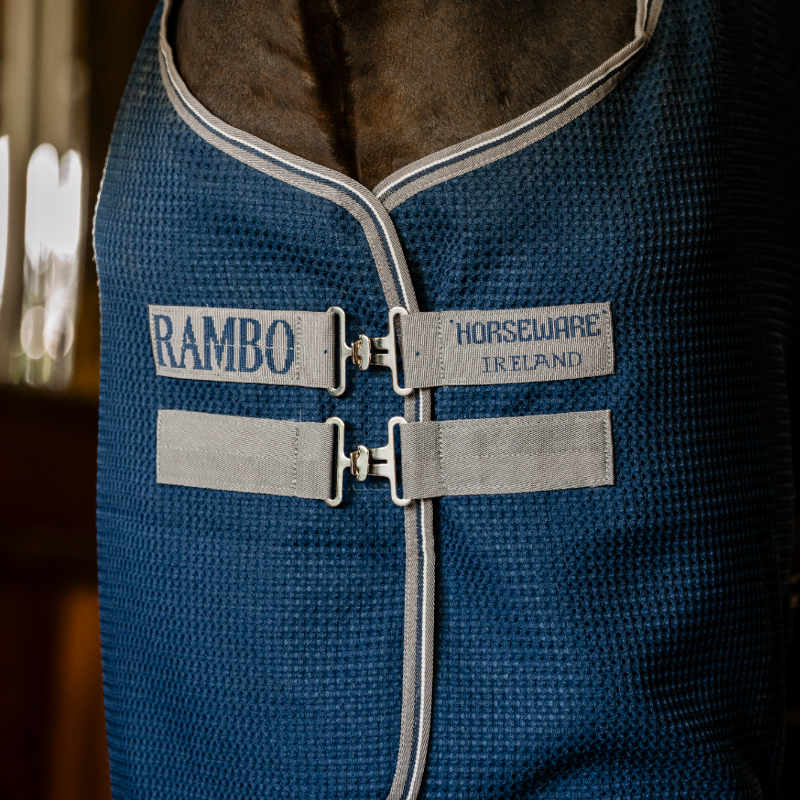Horseware - Manta secante Rambo Techni Waffle azul marino/ thunderstorm grey/ plata | - Ohlala