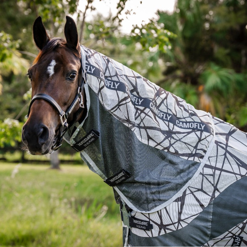 Horseware - Couverture anti-mouches Amigo CamoFly Plus print/ gris | - Ohlala