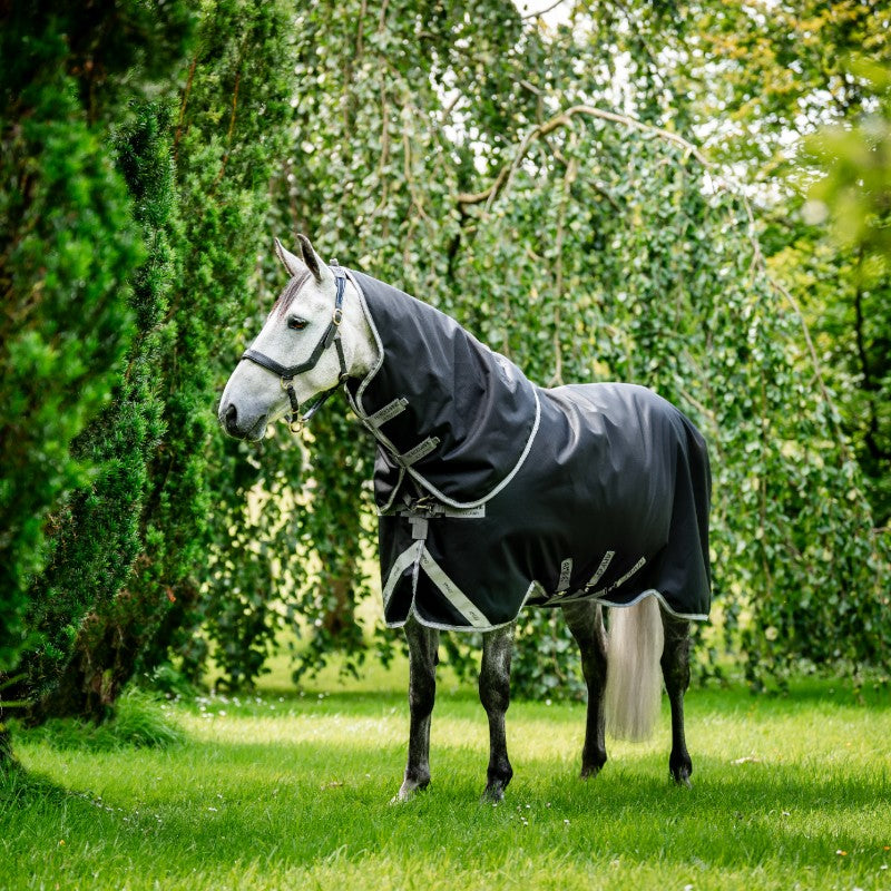 Horseware - Amigo Bravo 12 Plus Turnout Rug black/ titanium grey/ silver 400g | - Ohlala