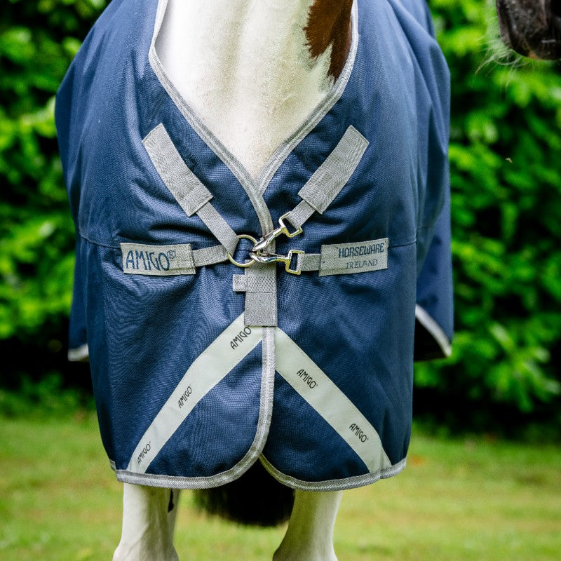 Horseware - Coperta da esterno Amigo Bravo 12 XL Original blu marino/ titanium grey/ argento 250g | - Ohlala