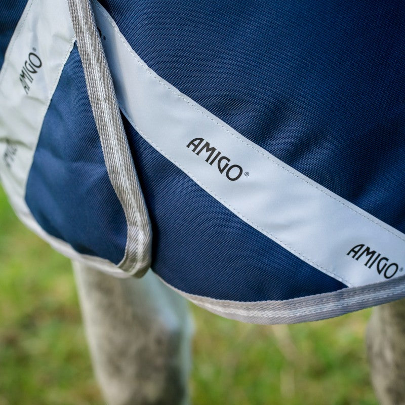 Horseware - Derka zewnętrzna Amigo FieldSafe Plus Turnout granatowy/ titanium grey/ srebrny 50g | - Ohlala