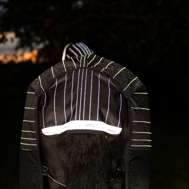 Horseware - Couverture d'extérieur Amigo FieldSafe Reflectech Plus Turnout noir 50g | - Ohlala
