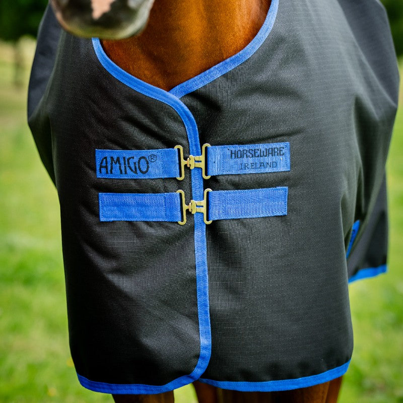 Horseware - Außendecke Amigo Ripstop 900 Original Fleece-Innenfutter schwarz/ classic blue 50g | - Ohlala
