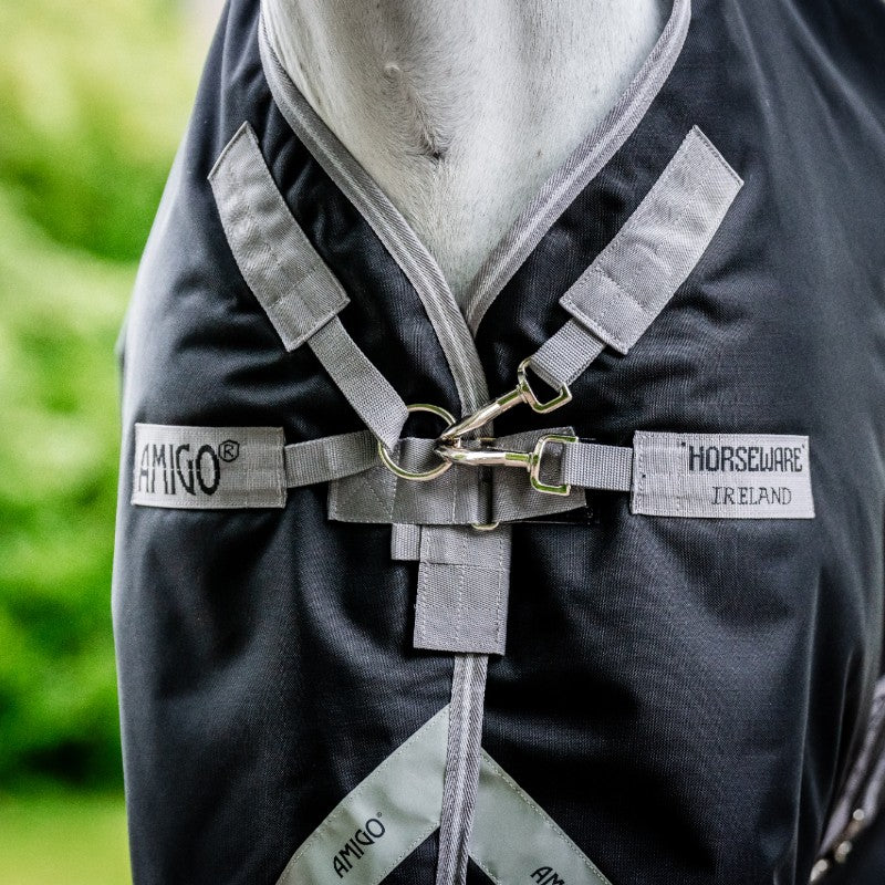 Horseware - Derka zewnętrzna Amigo Turnout czarny/ titanium grey/ srebrny 100g | - Ohlala