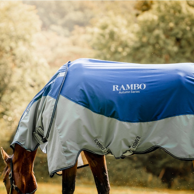 Horseware - Rambo Autumn Series buitendeken marineblauw/grijs 0g | - Ohlala