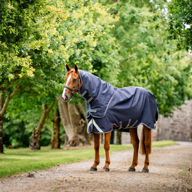 Horseware - Coperta da esterno Rambo Duo Ripstop Plus Turnout Bundle blu marino/ grigio thunderstorm/ argento (100g + 100g + 200g) 400g | - Ohlala