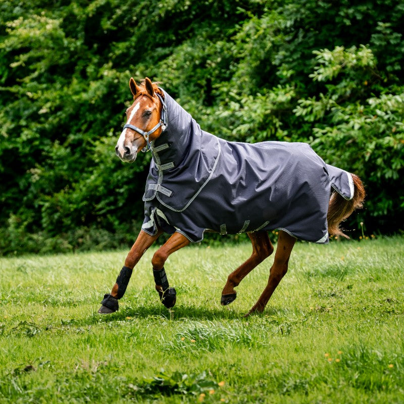 Horseware - Coperta da esterno Rambo Duo Ripstop Plus Turnout Bundle blu marino/ grigio thunderstorm/ argento (100g + 100g + 200g) 400g | - Ohlala