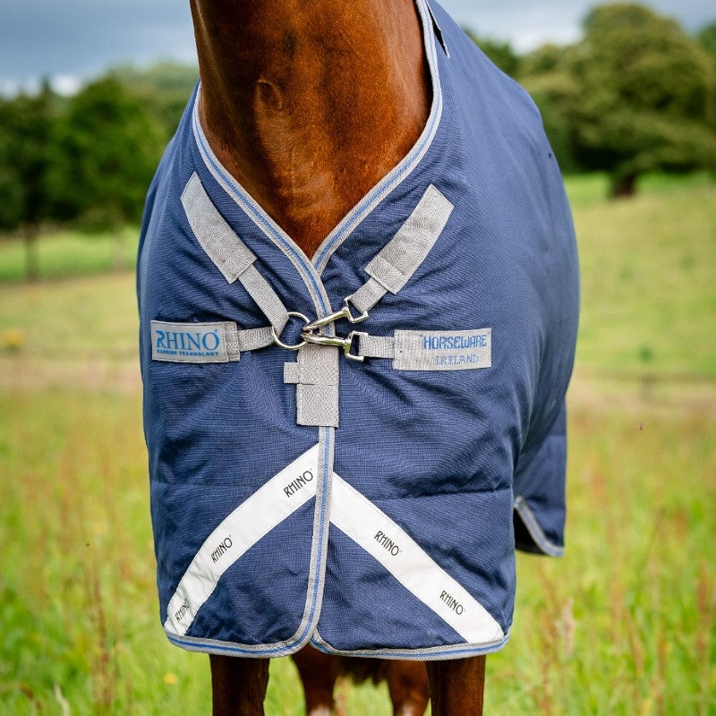 Horseware - Rhino Plus Turnout Rug navy/ titanium grey/ classic blue 450g | - Ohlala