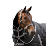 Horseware - Couvre-cou couverture de box Rambo noir/ thunderstorm grey/ argent 100g