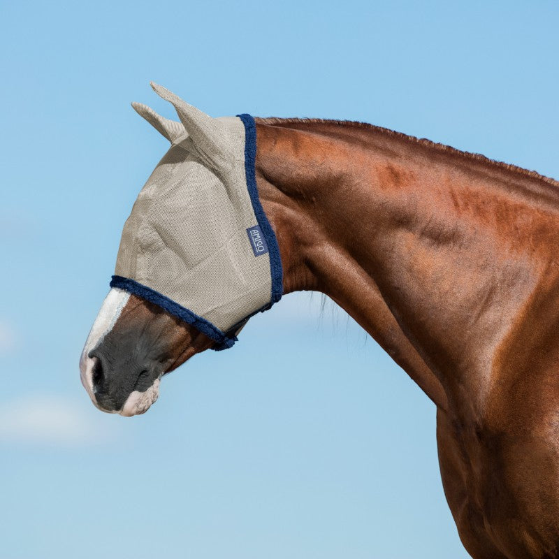 Horseware - Amigo Fly Mask insect-repellent fly mask beige/navy | - Ohlala