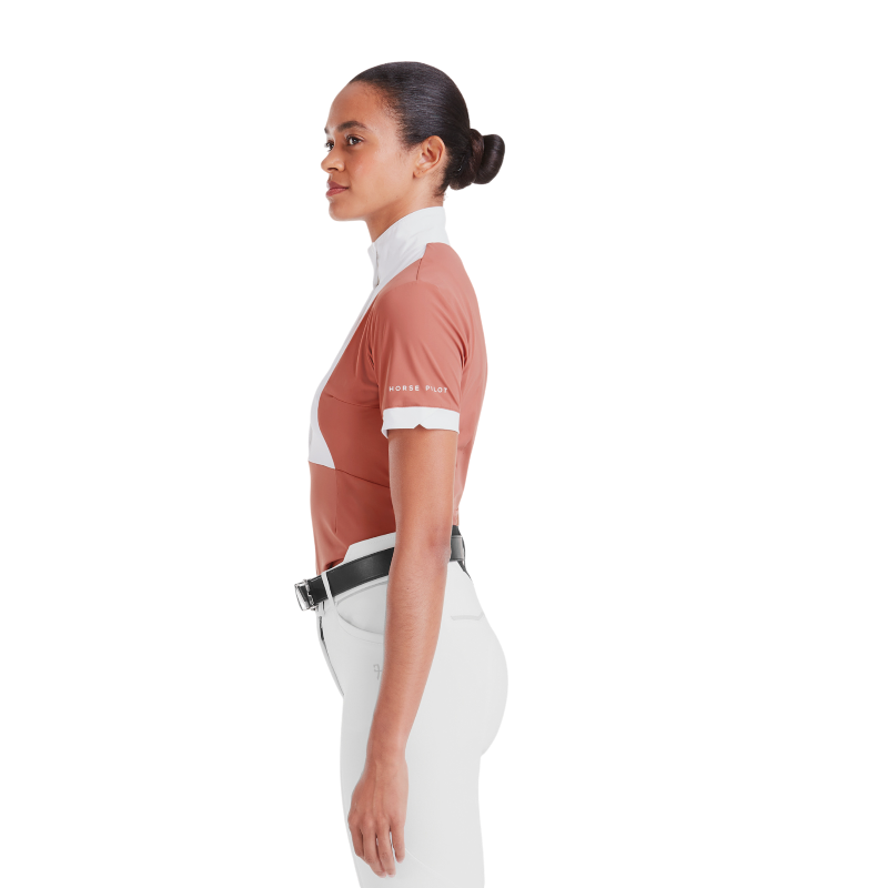 Horse Pilot - Women's short-sleeve competition shirt Monica brick dust | - Ohlala