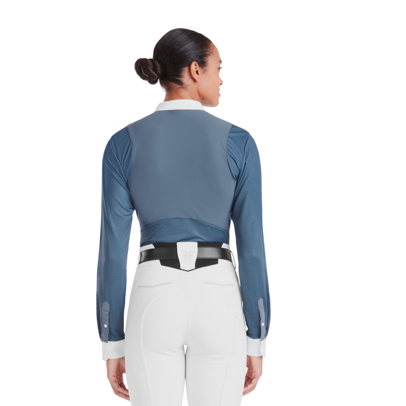 Horse Pilot - Chemise de concours manches longues femme Aerolight vintage indigo | - Ohlala