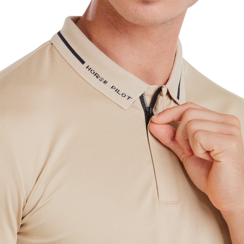 Horse Pilot - Men's short-sleeve polo Atlas latte | - Ohlala