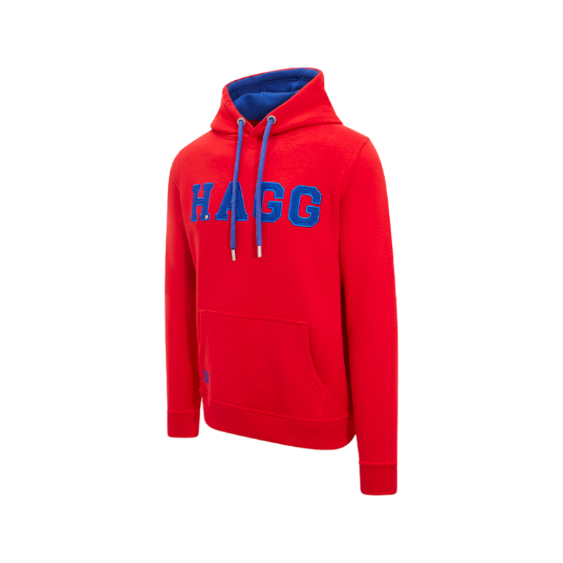 Hagg - Damen-Kapuzenpullover rot/königsblau | - Ohlala