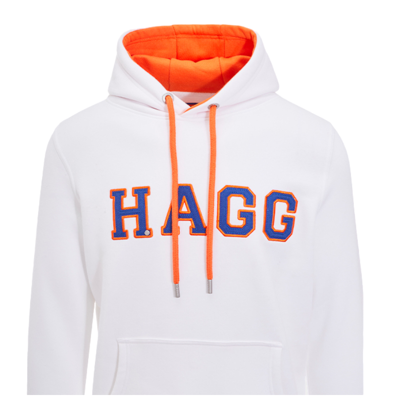 Hagg - Men's hoodie white/ orange/ royal blue | - Ohlala