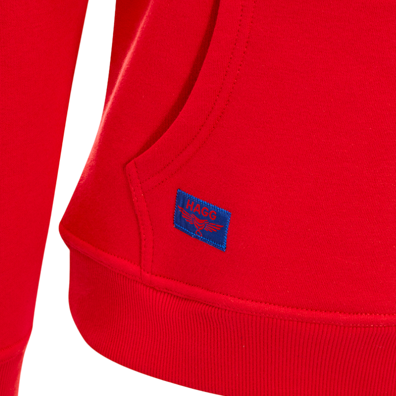 Hagg - Damen-Kapuzenpullover rot/königsblau | - Ohlala