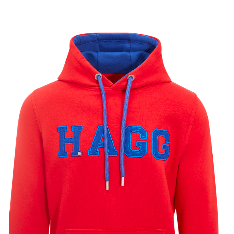 Hagg - Damen-Kapuzenpullover rot/königsblau | - Ohlala