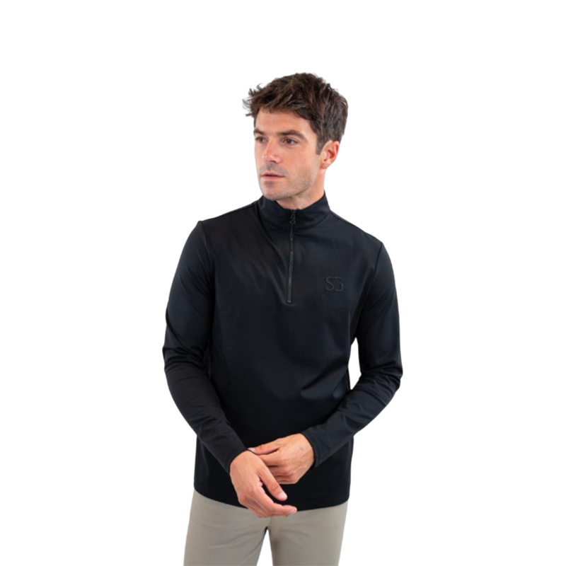 SG - Polo à manches longues homme Minka noir | - Ohlala