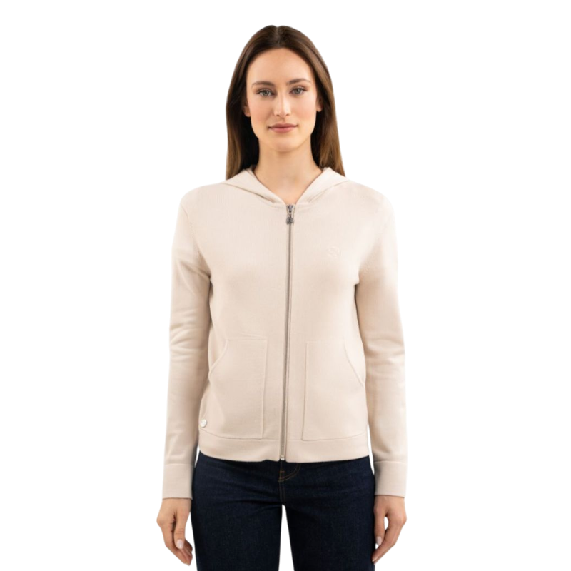 Harcour - Dames zip sweater lange mouwen Amélie coquillage