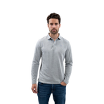 Harcour - Men's long sleeve polo Malik heather grey | - Ohlala