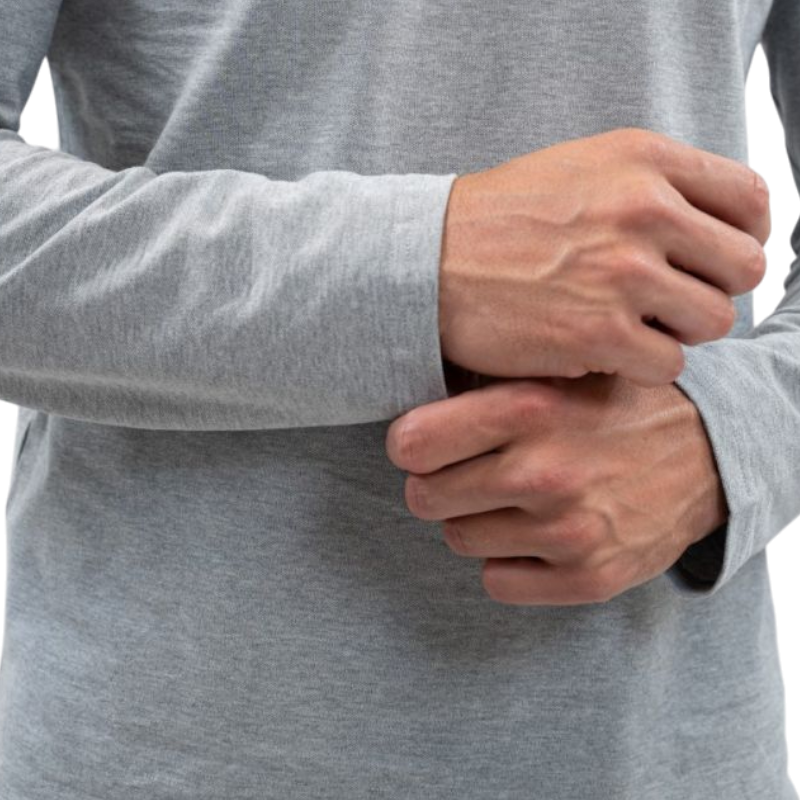 Harcour - Polo manches longues homme Malik gris chiné | - Ohlala