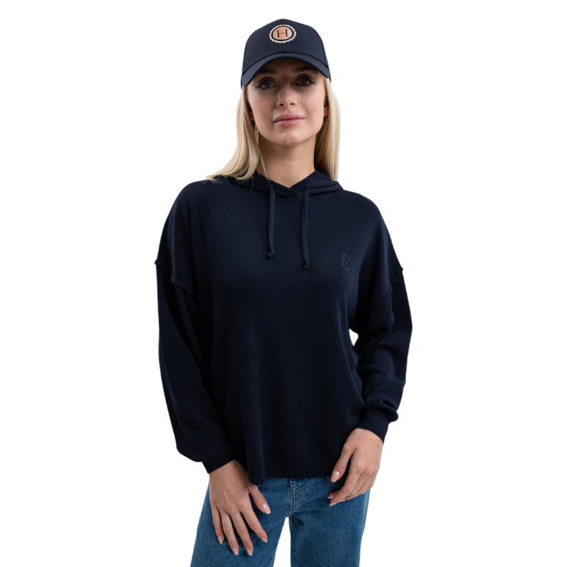 Harcour - Sweat à capuche manches longues femme Plume marine | - Ohlala