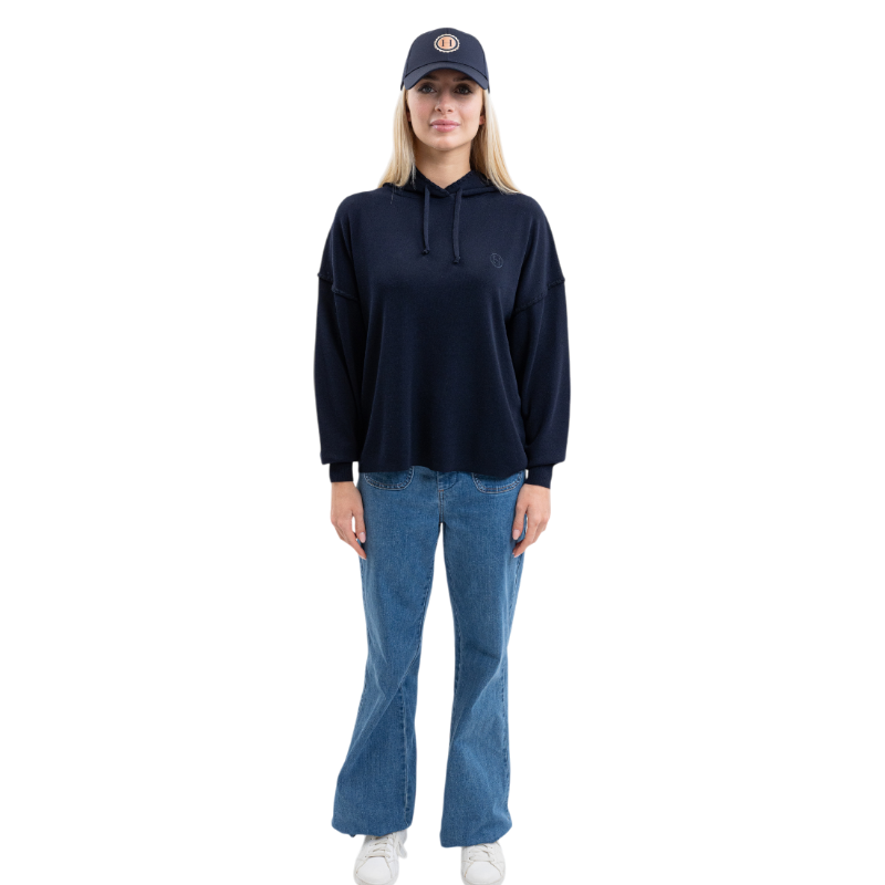 Harcour - Women's long sleeve hooded sweatshirt Plume marine | - Ohlala