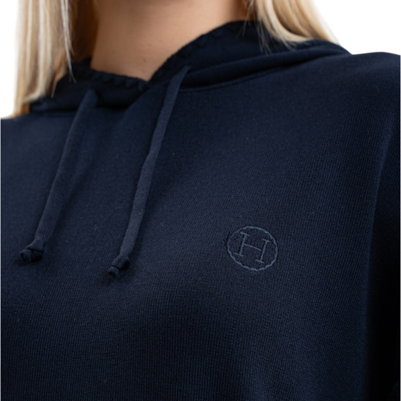 Harcour - Women's long sleeve hooded sweatshirt Plume marine | - Ohlala