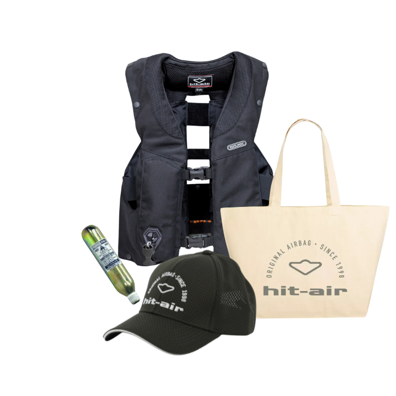 Hit Air - Pack MLV3 zwart airbagvest voor kinderen + tote bag + patroon + pet