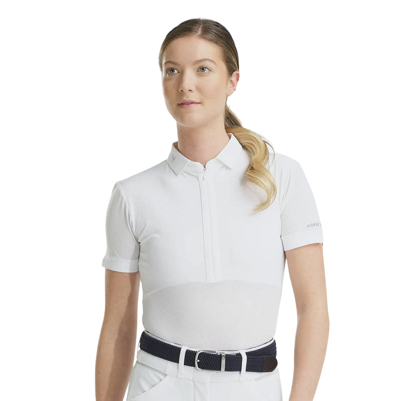 Horse Pilot - Aeromesh white women's riding polo shirt | - Ohlala