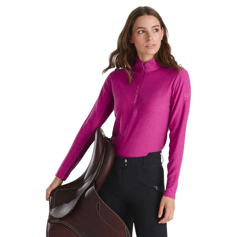 Horse Pilot - Damen Langarm-Baselayer Suntech Fuchsia