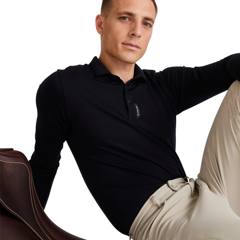 Horse Pilot - Polo de manga larga hombre Merinos dark night