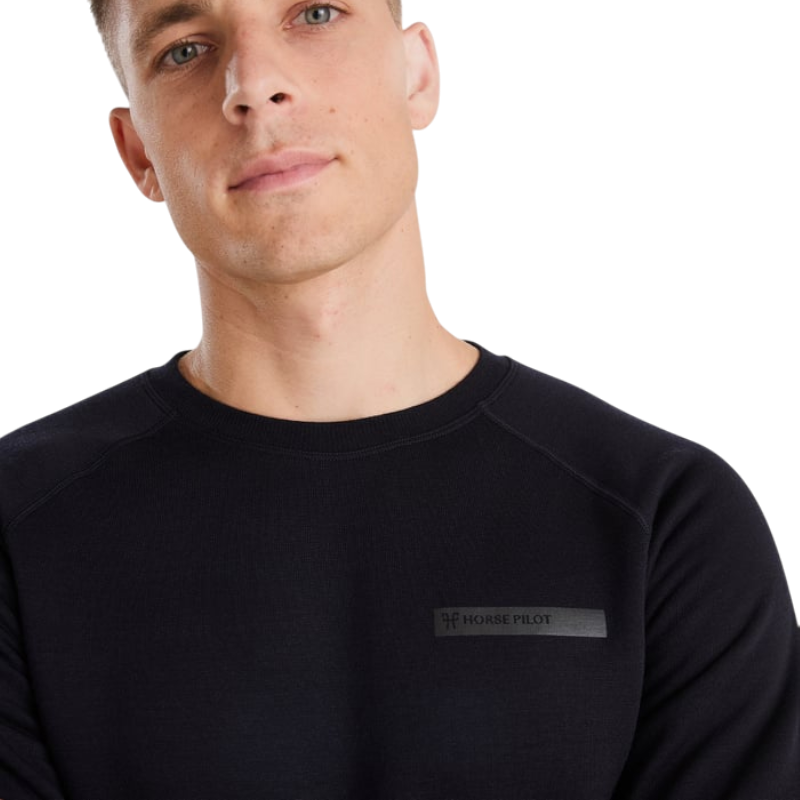 Horse Pilot - Men's Long Sleeve Merino Sweatshirt Dark Night | - Ohlala