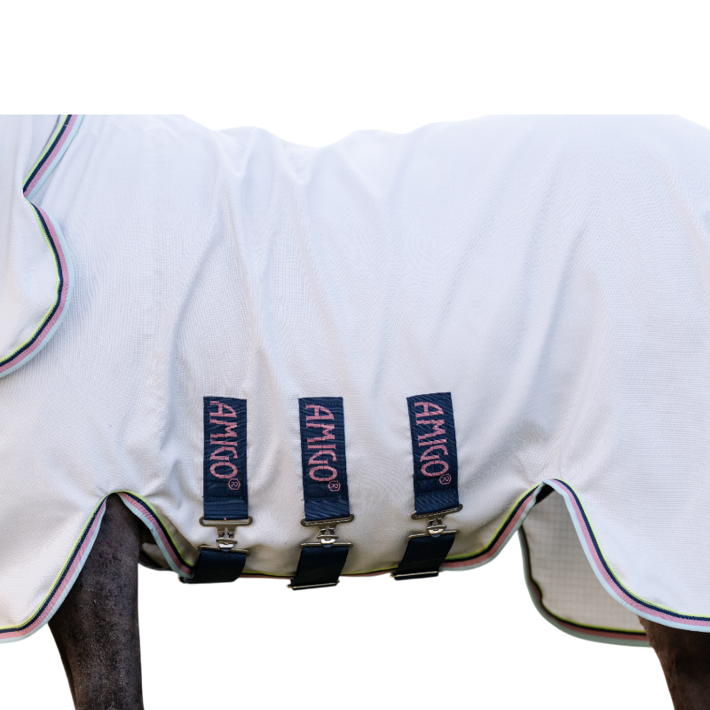 Horseware - Derka przeciw owadom Amigo Ripstop Petite Hoody srebrny/limonkowy/granatowy/różowy | - Ohlala