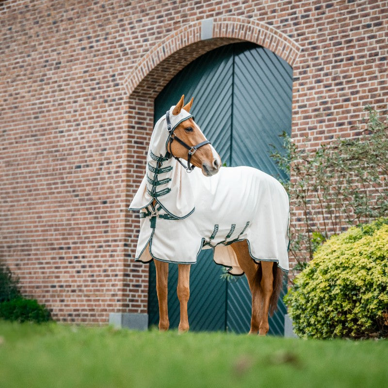 Horseware - Rambo Hoody Fly Sheet Chalk/Hunter Green/Silver | - Ohlala