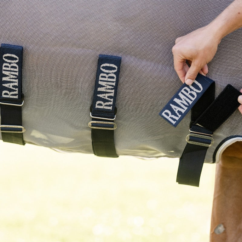 Horseware - Manta anti-moscas Rambo Protector Fieldsafe plata/ marino/ blanco/ beige | - Ohlala
